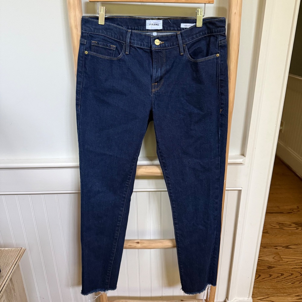 FRAME Le Garcon Crop Jeans Thalia Dark Wash Raw Hem Slim Boyfriend Size‎ 29